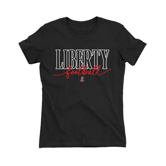 Liberty Football Script Women's Fitted Tee