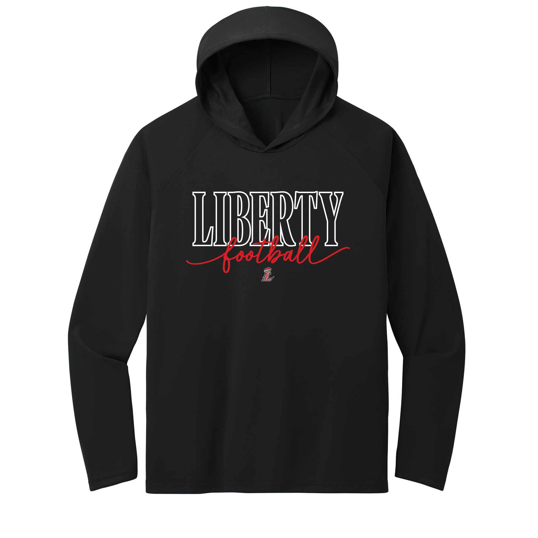 Liberty Football Script Performance Hooded Long Sleeve Tee