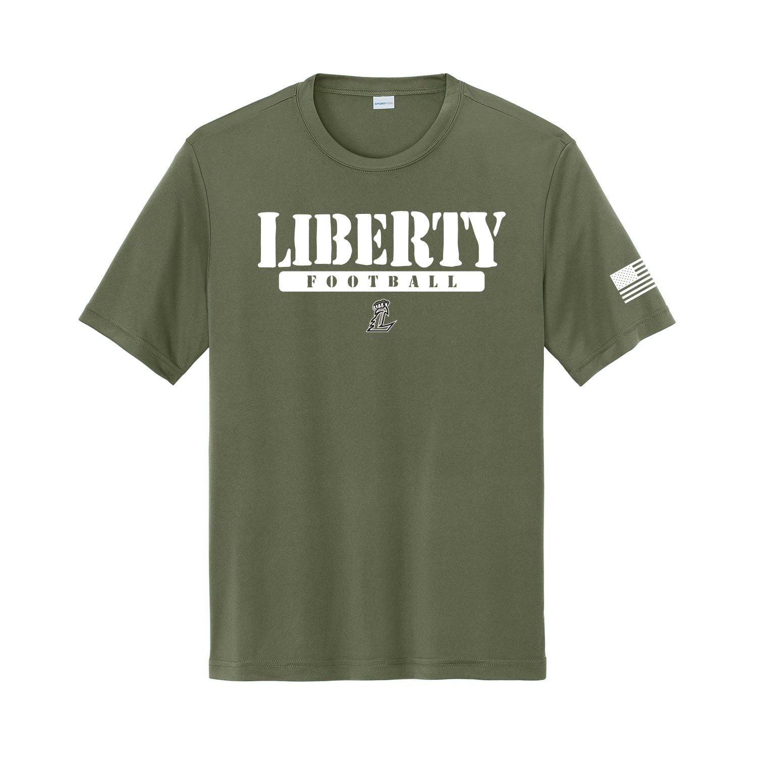 Liberty Football Military Green Dri Fit Tee