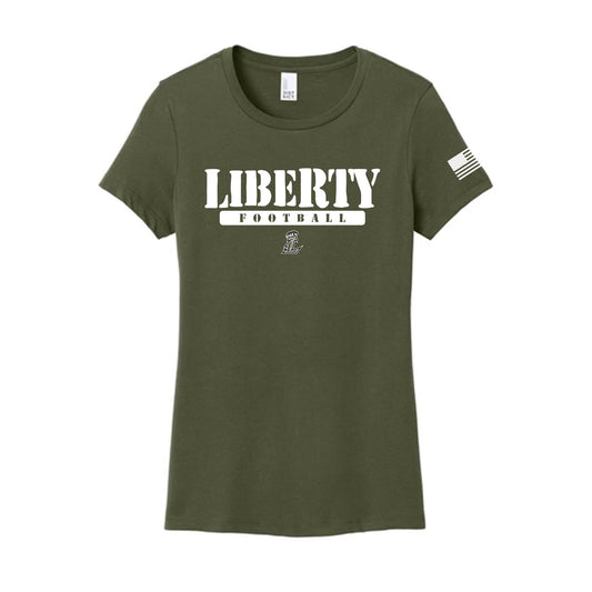 Liberty Football Military Green Women's Fitted Tee