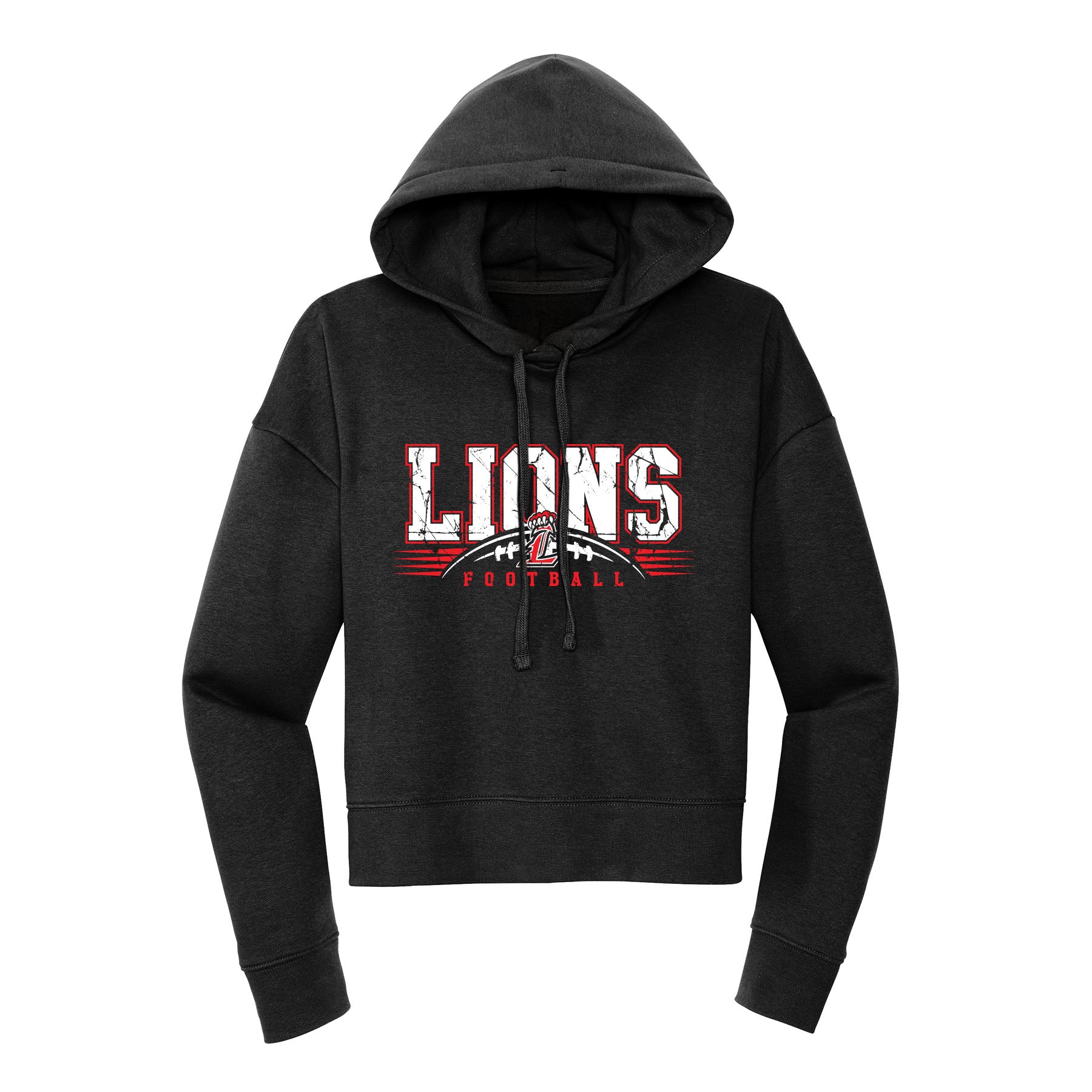 Lions Distressed Football Cropped Hoodie