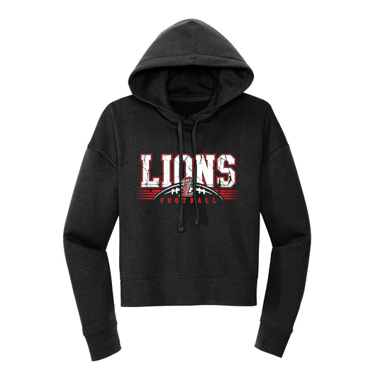 Lions Distressed Football Cropped Hoodie