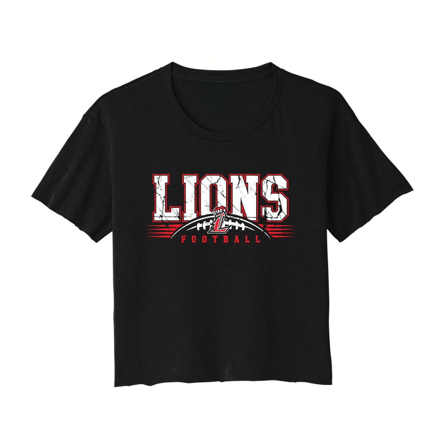 Lions Distressed Football Cropped Tee