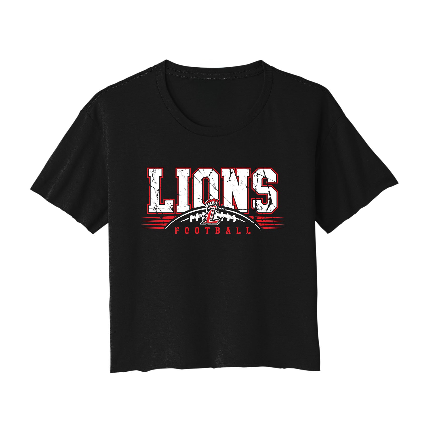Lions Distressed Football Cropped Tee