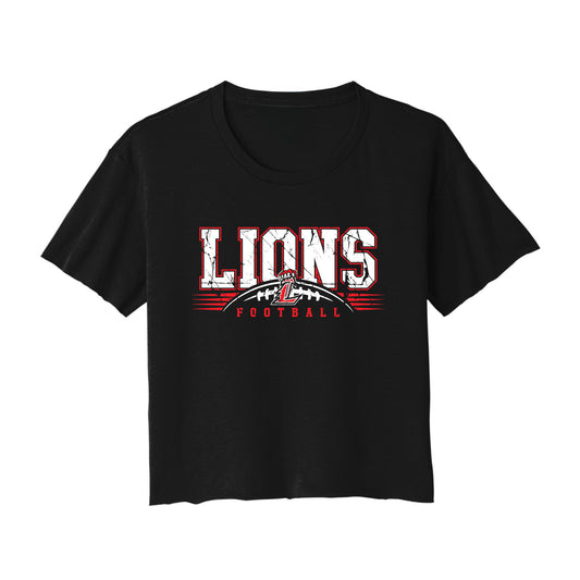 Lions Distressed Football Cropped Tee