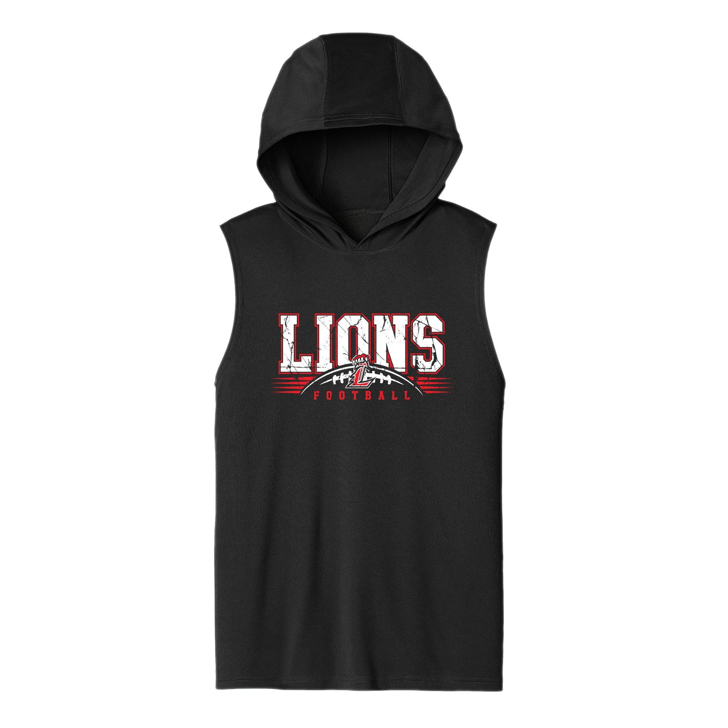 Lions Distressed Football Unisex Hooded Sleeveless Tee