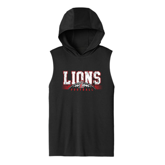 Lions Distressed Football Unisex Hooded Sleeveless Tee