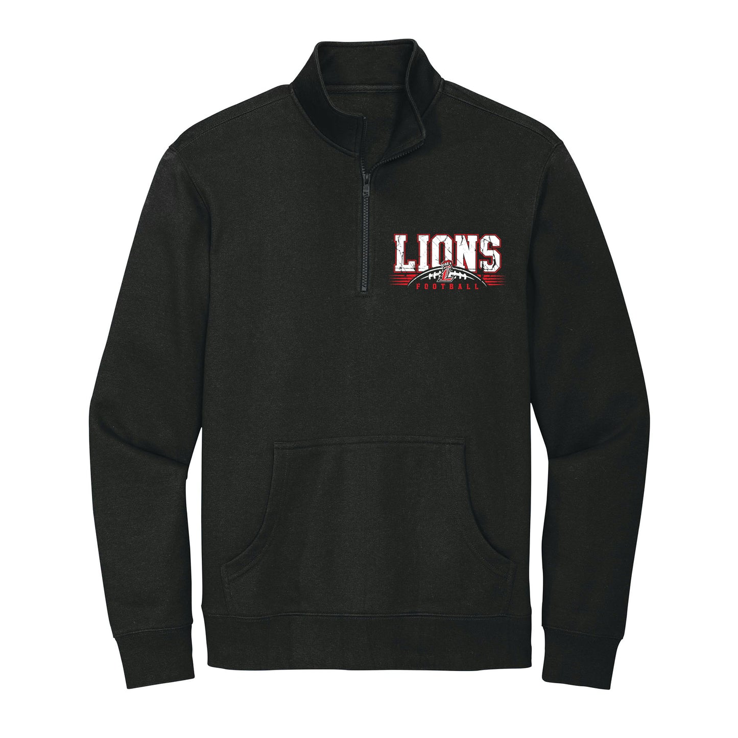 Lions Distressed Football 1/4 Zip Fleece