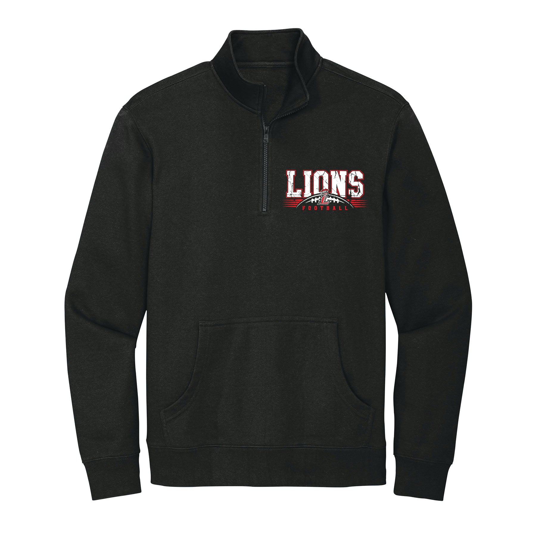 Lions Distressed Football 1/4 Zip Fleece