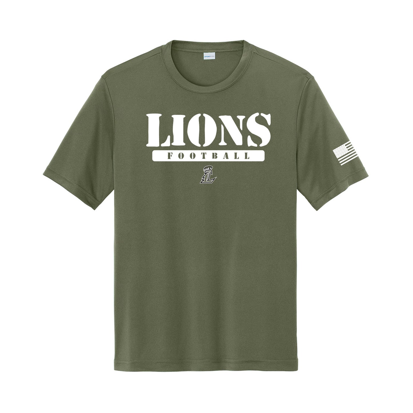 Lions Football Military Green Dri Fit Tee