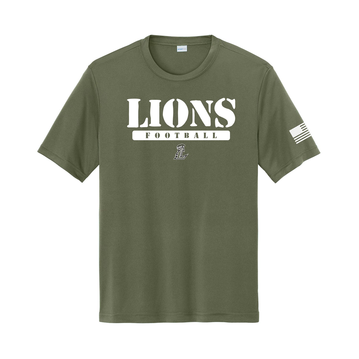 Lions Football Military Green Dri Fit Tee