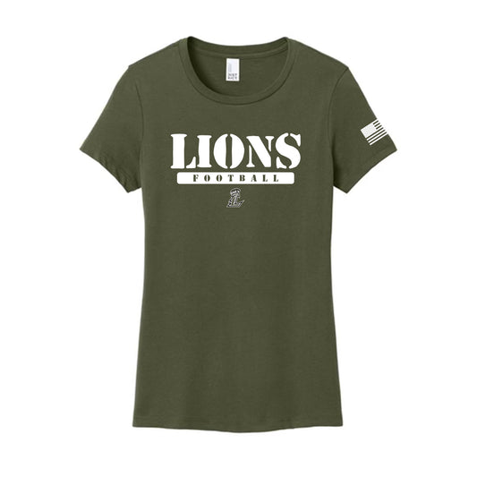 Lions Football Military Green Women's Fitted Tee