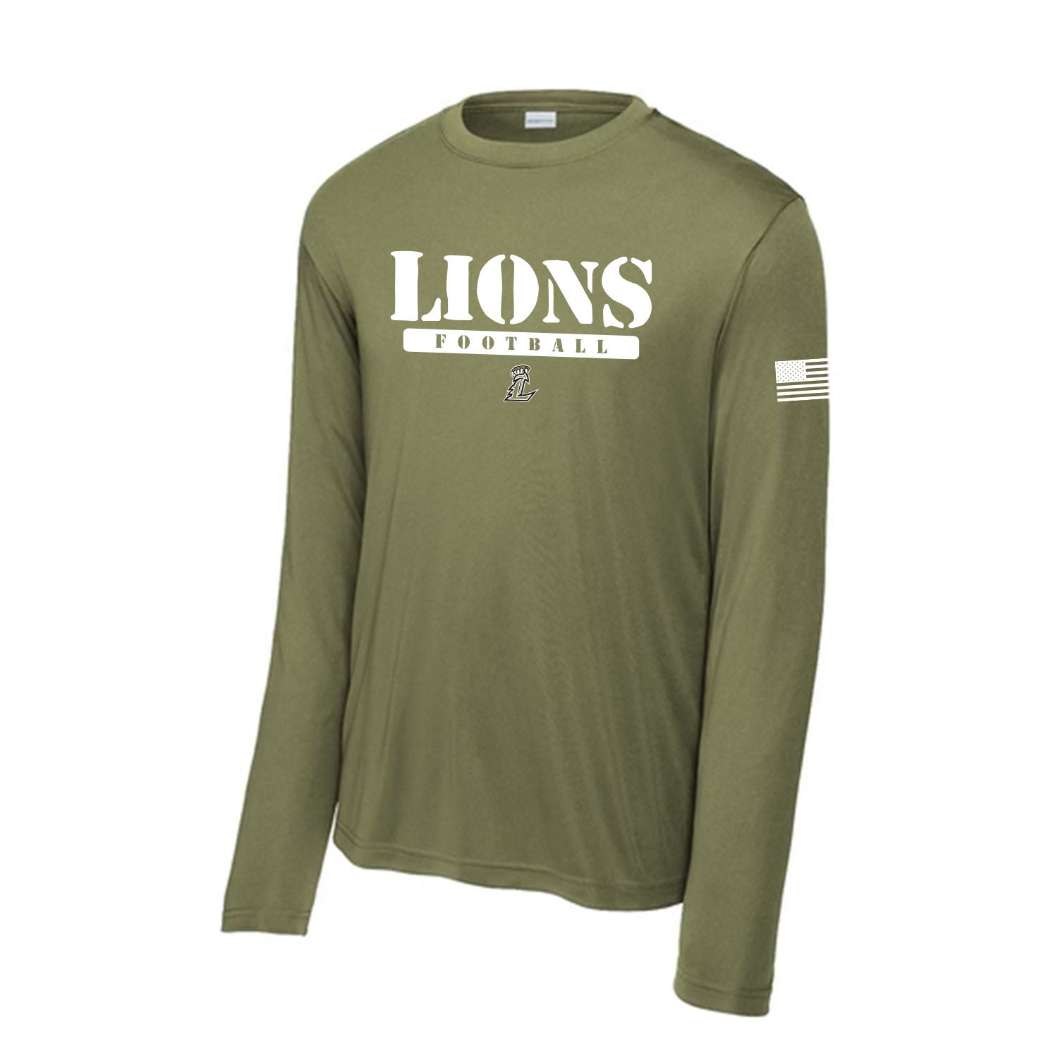 Lions Football Military Green Unisex Long Sleeve Tee