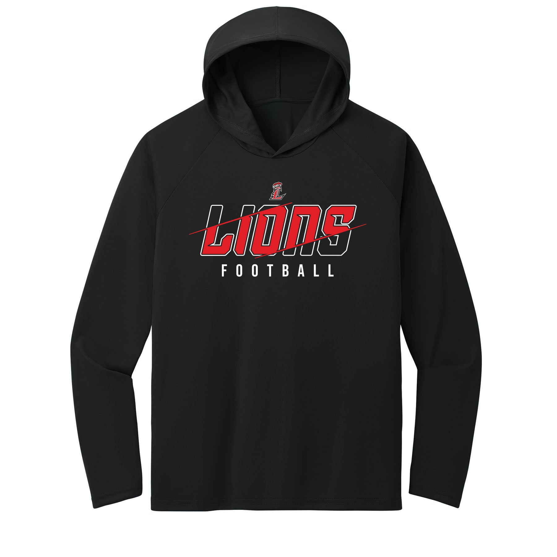 Lions Slash Football Performance Hooded Long Sleeve Tee