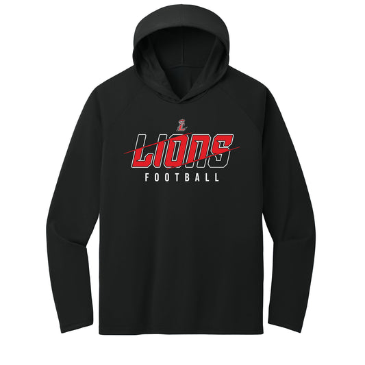 Lions Slash Football Performance Hooded Long Sleeve Tee