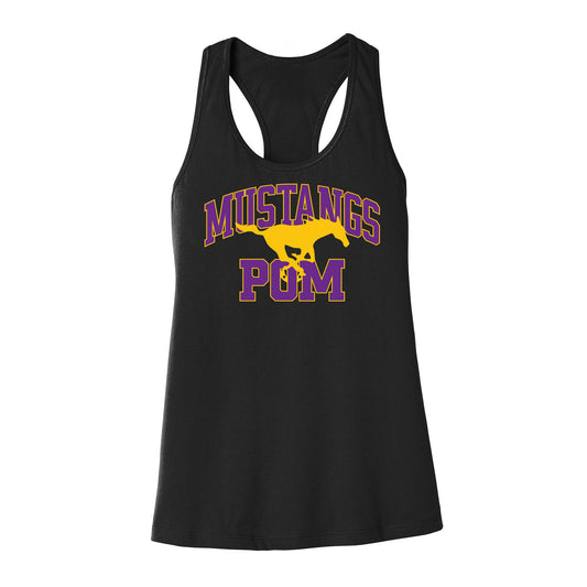 Mustangs Pom Womens Racerback Tank