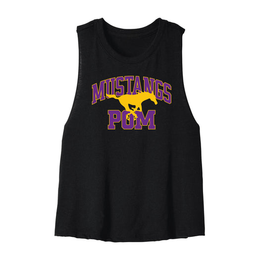 Mustangs Pom Cropped Racerback Tank