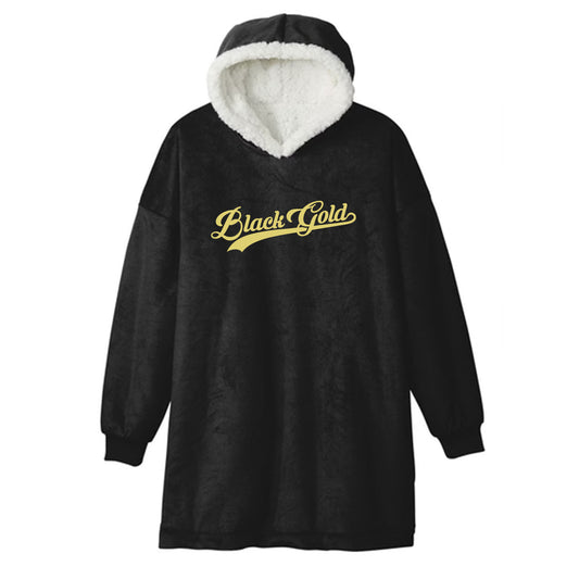 Black Gold Script Wearable Blanket