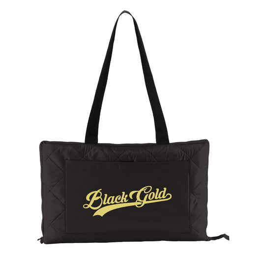Black Gold Script Foldable Thermal Blanket