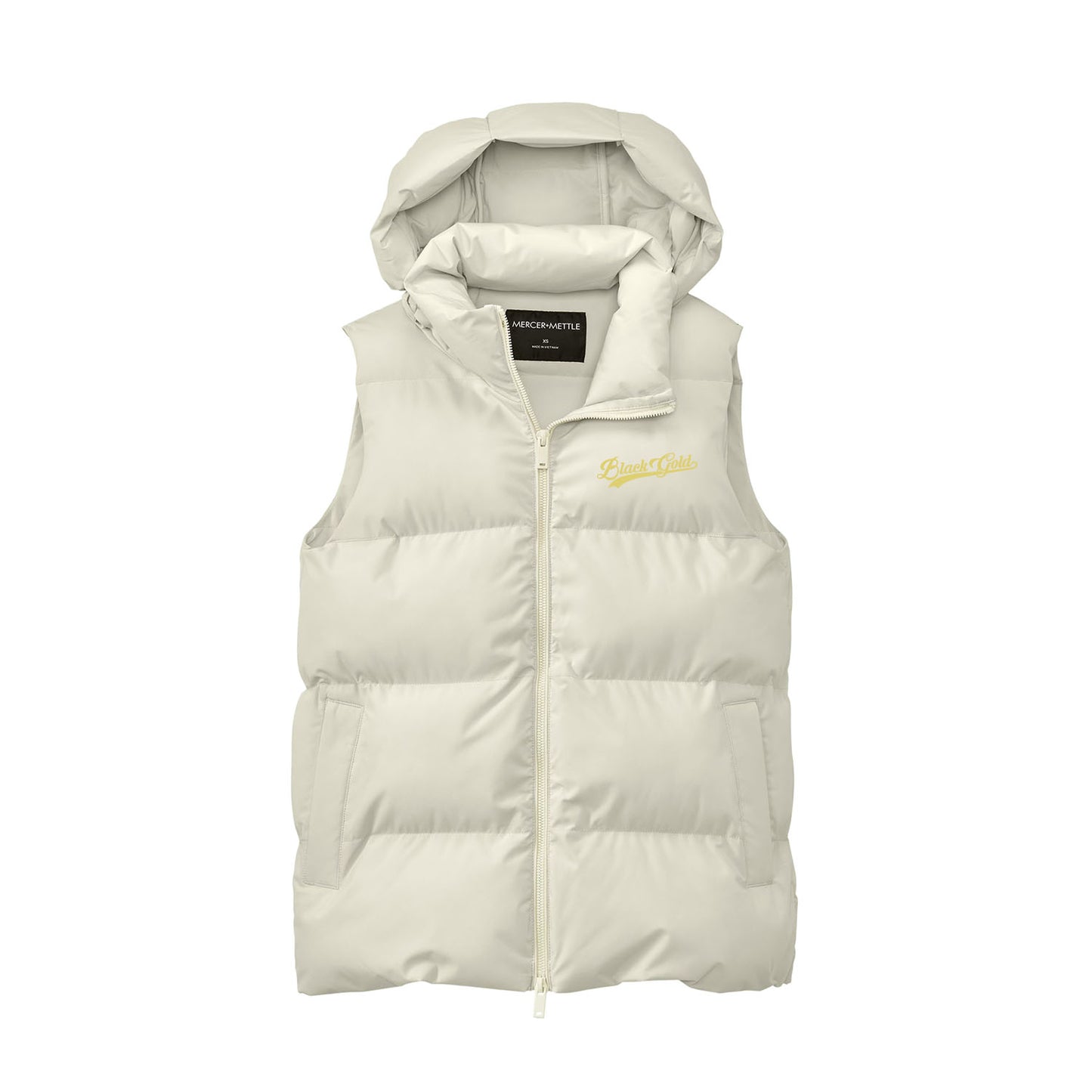 Black Gold Script Womens Puffer Vest