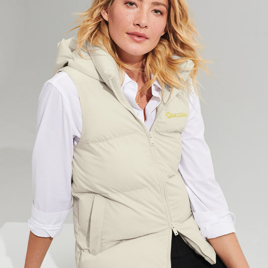 Black Gold Script Womens Puffer Vest