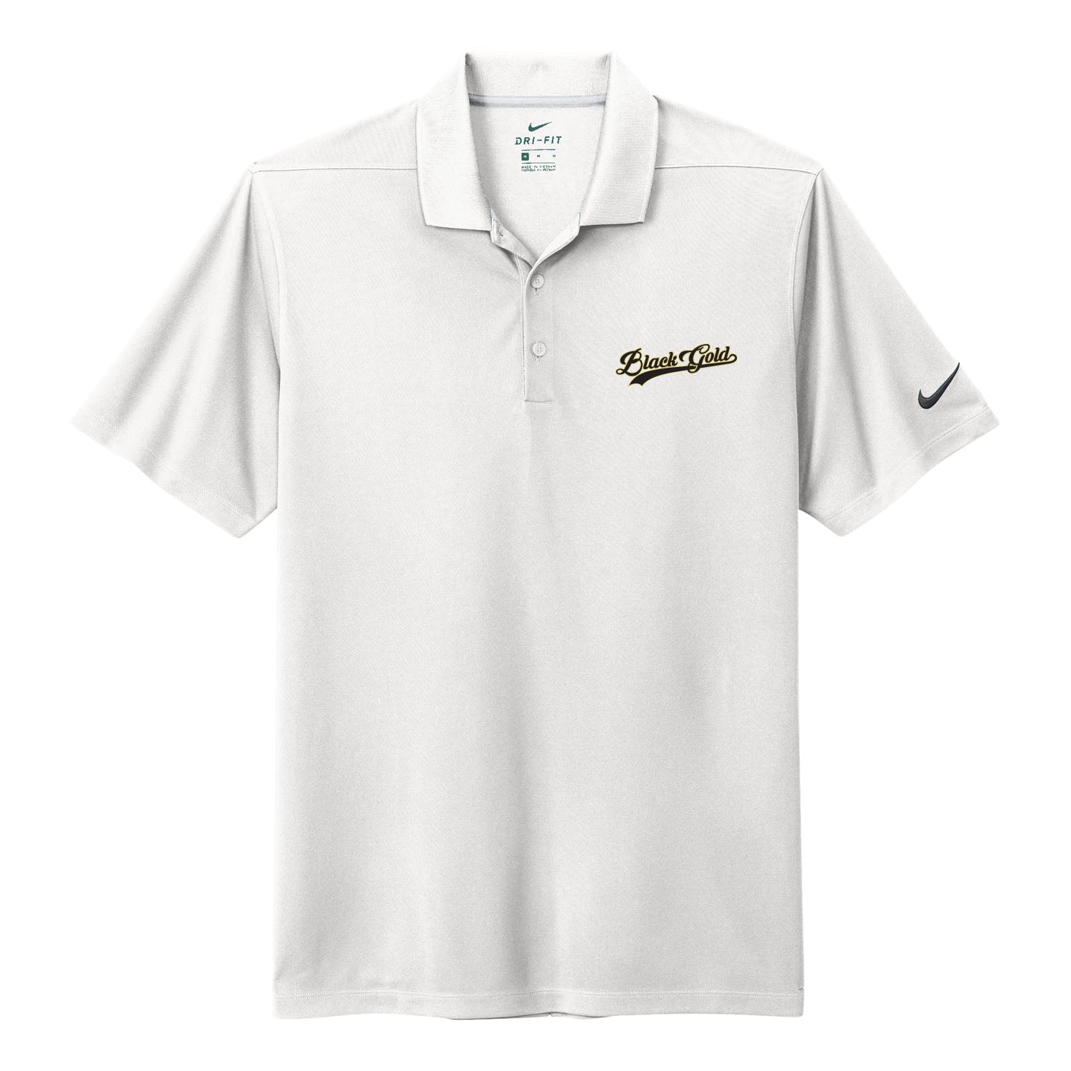 Black Gold Script Nike Polo – James Lee Dean