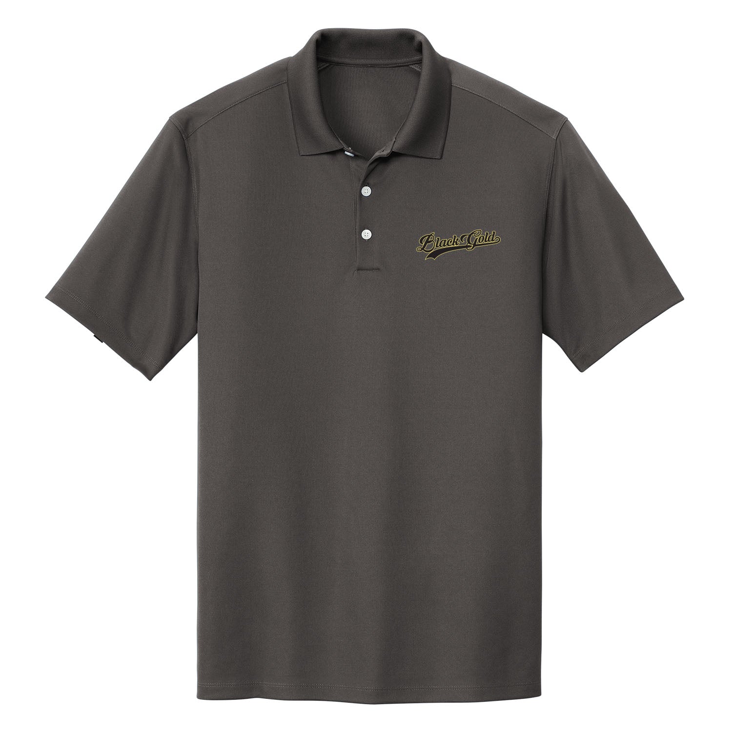 Black Gold Baseball Script Performance Polo