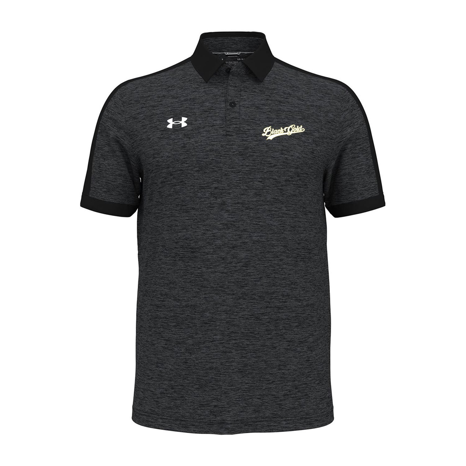 Black Gold Script Under Armour Polo