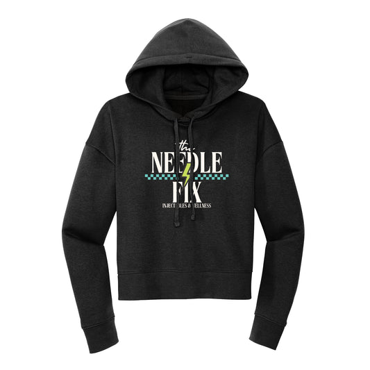 The Needle Fix Stacked Logo Cropped Hoodie