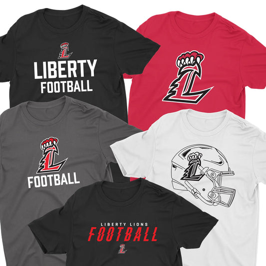 Liberty Lions Football 5 TEE PACK