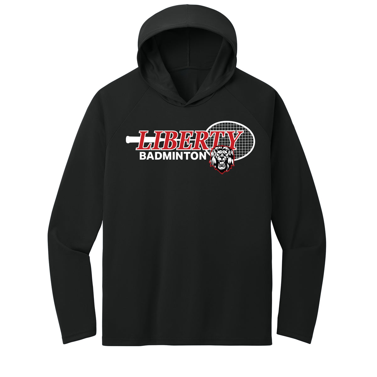 Liberty Badminton Racket Performance Hooded Long Sleeve Tee