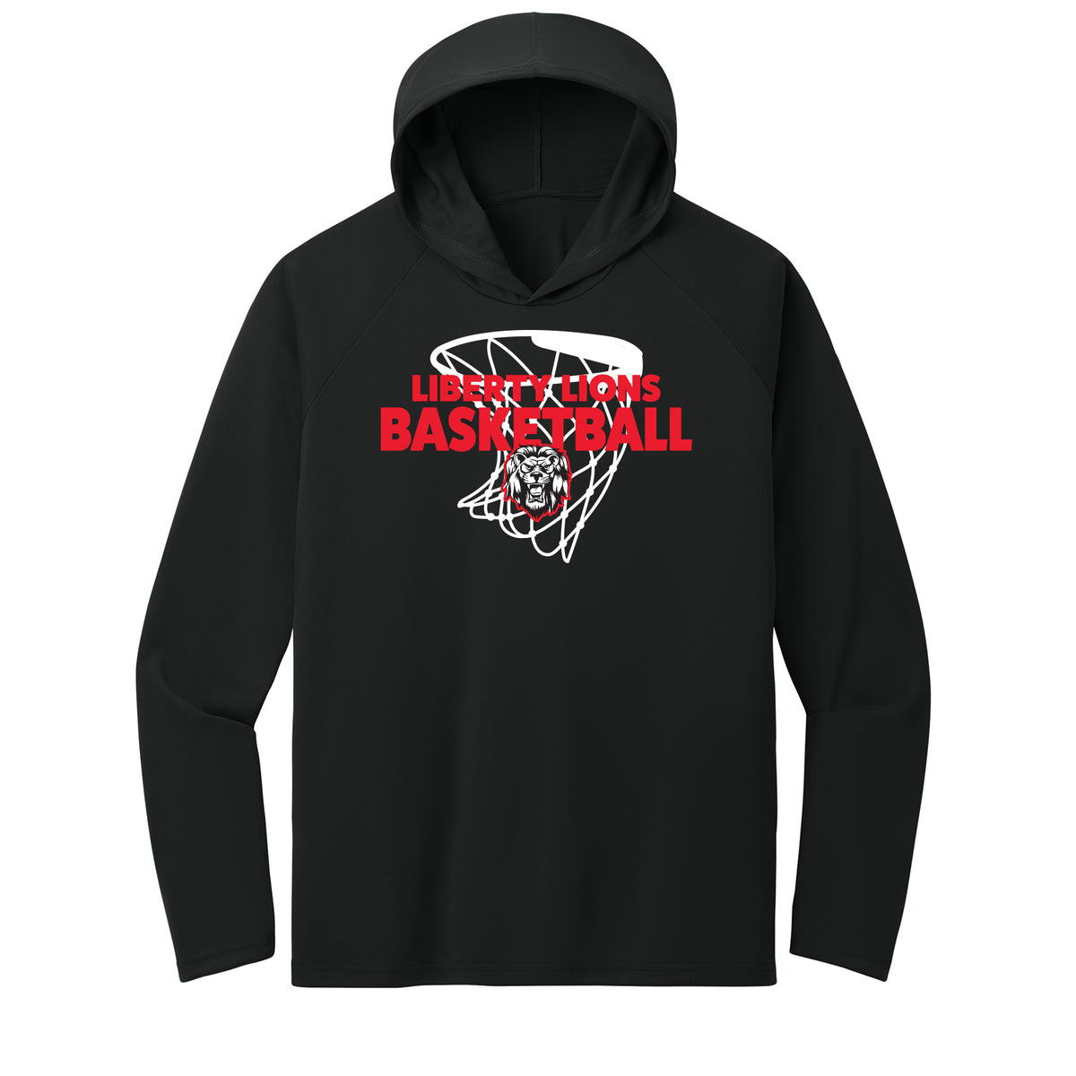 Liberty Lions Womens Basketball Net Performance Hooded Long Sleeve Tee