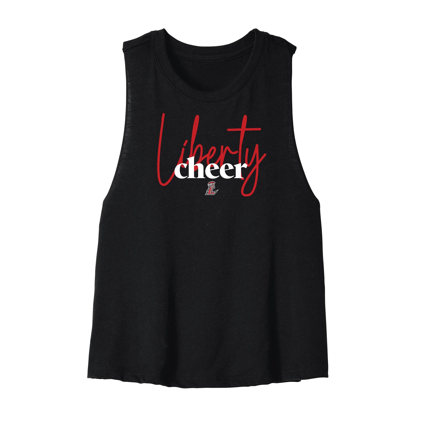 Liberty Cheer Script Cropped Racerback Tank