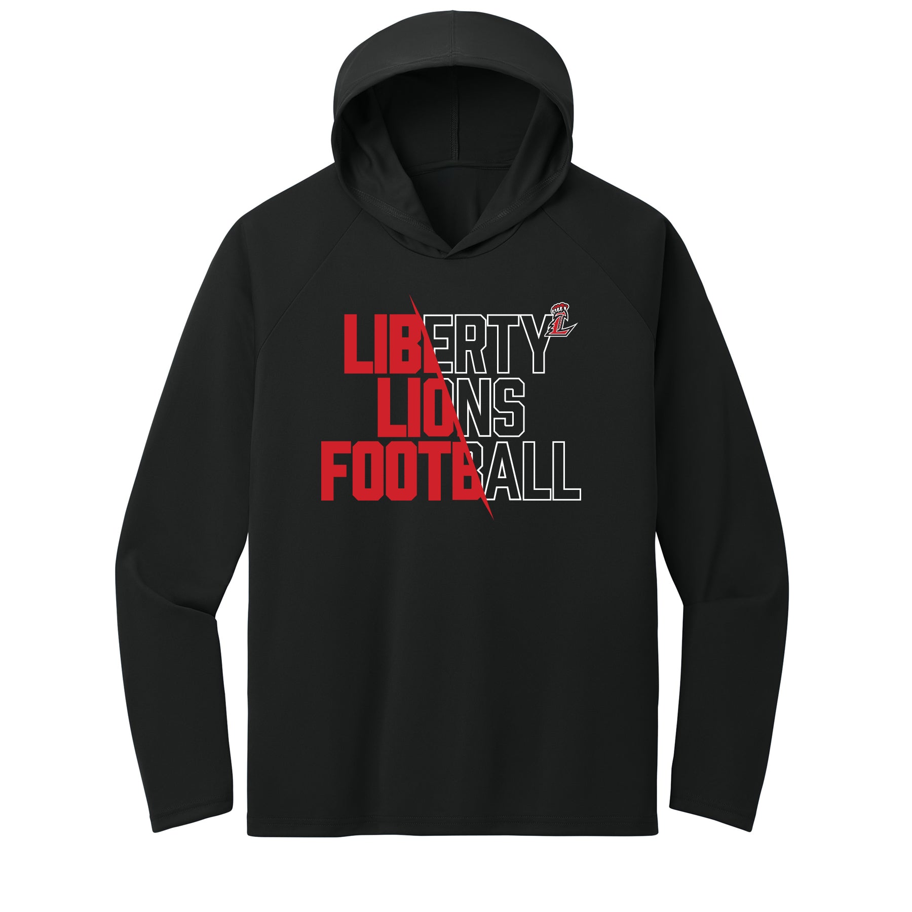 Liberty Lions Football Slash Performance Hooded Long Sleeve Tee