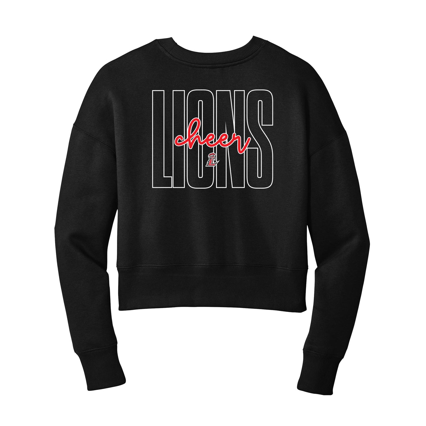 Lions Cheer Outline Cropped Crewneck Sweatshirt
