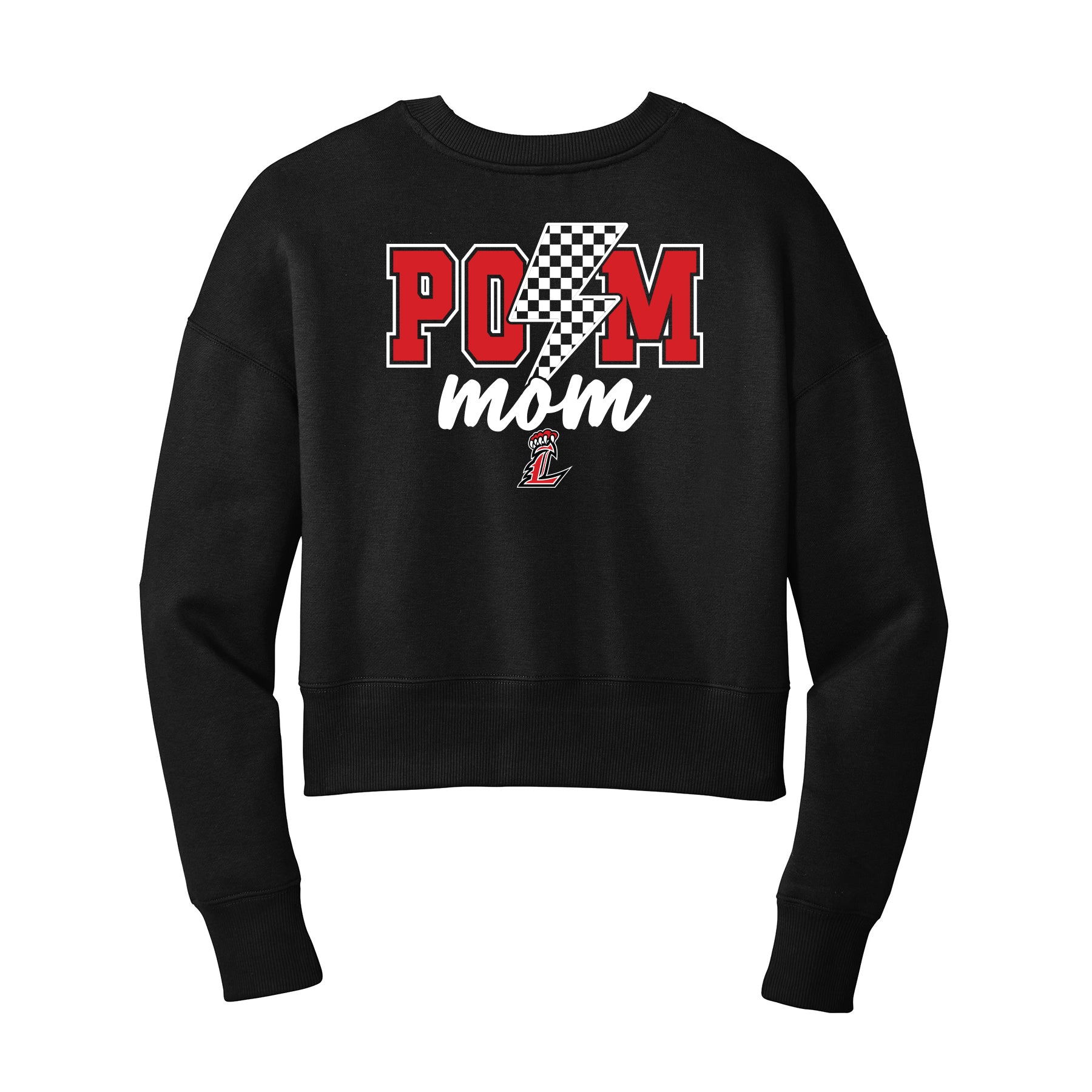 Liberty Lions Pom Mom Lighting Bolt Cropped Crewneck Sweatshirt