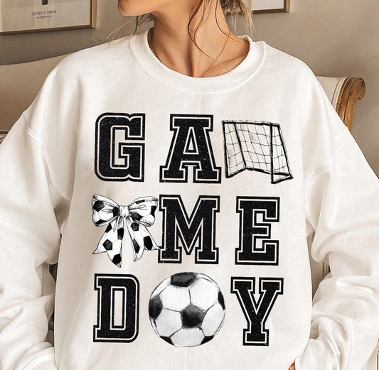 Game Day Soccer Coquette Crewneck Sweatshirt