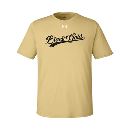 Black Gold Script Under Armour Tee