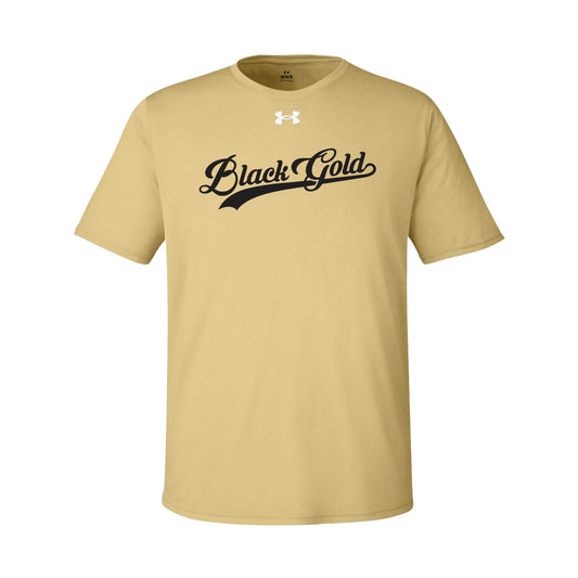Black Gold Script Under Armour Tee