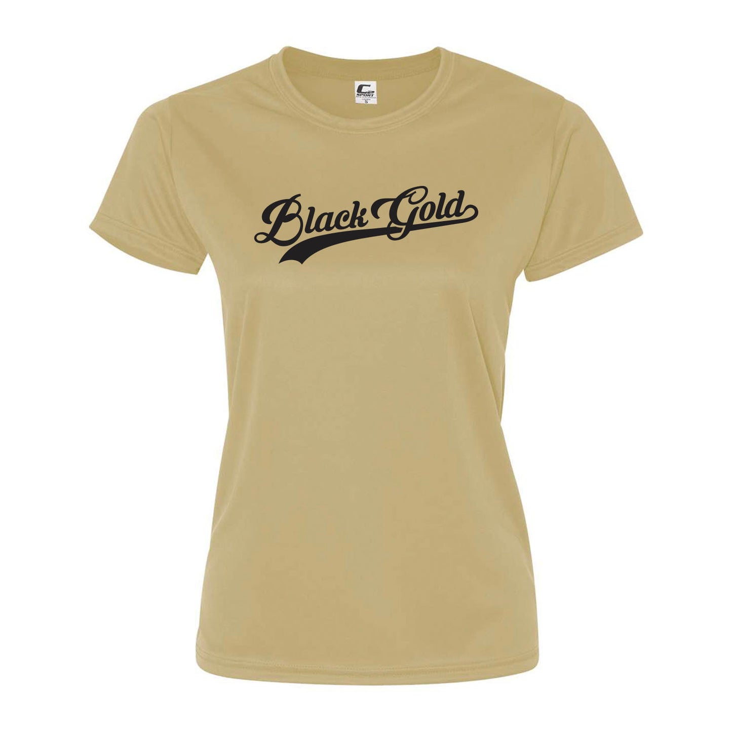 Black Gold Script Womens Dri Fit Tee