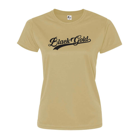 Black Gold Script Womens Dri Fit Tee