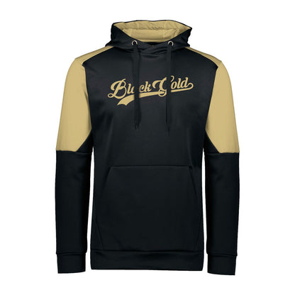 Black Gold Script Colorblock Hoodie