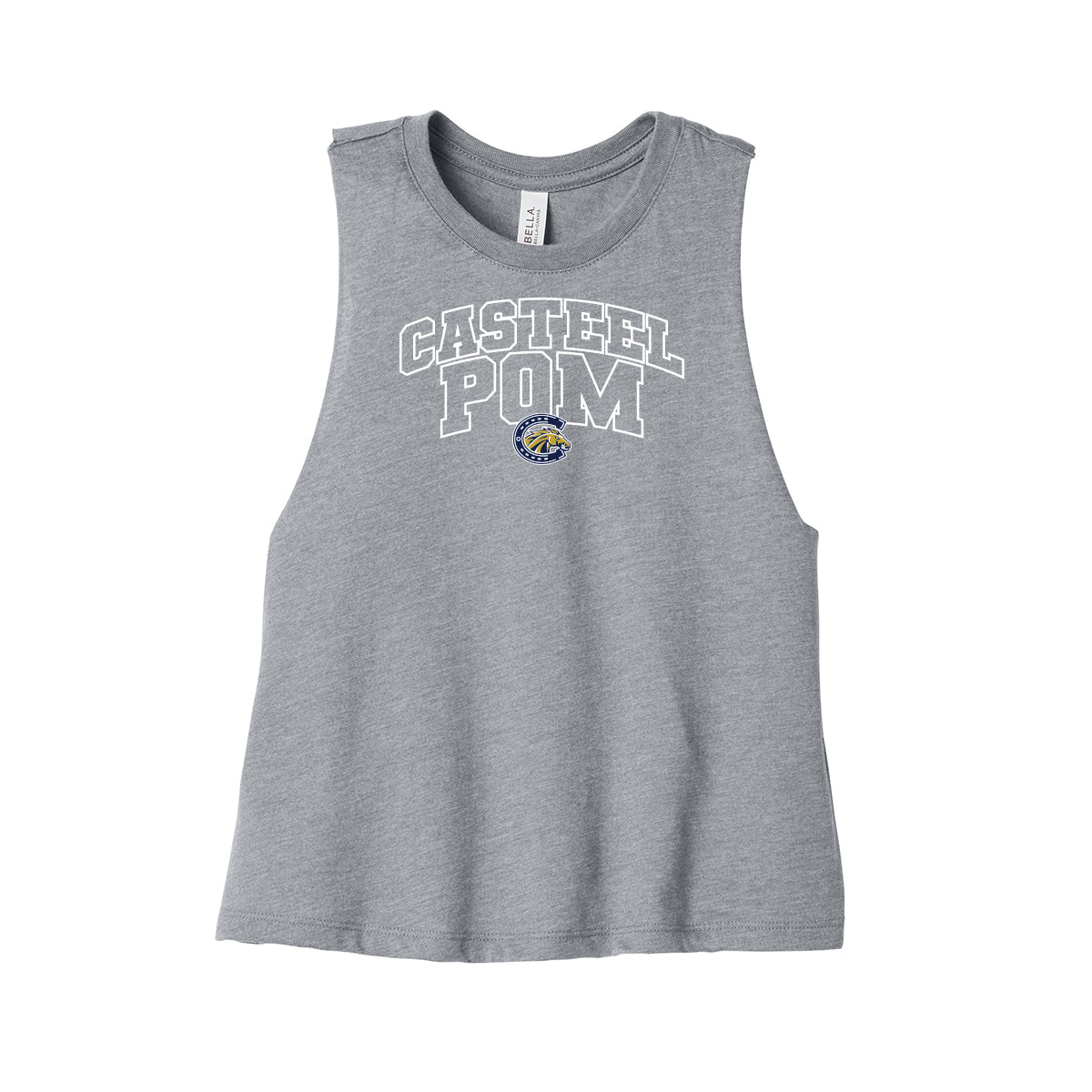 Casteel Pom Outline Cropped Racerback Tank