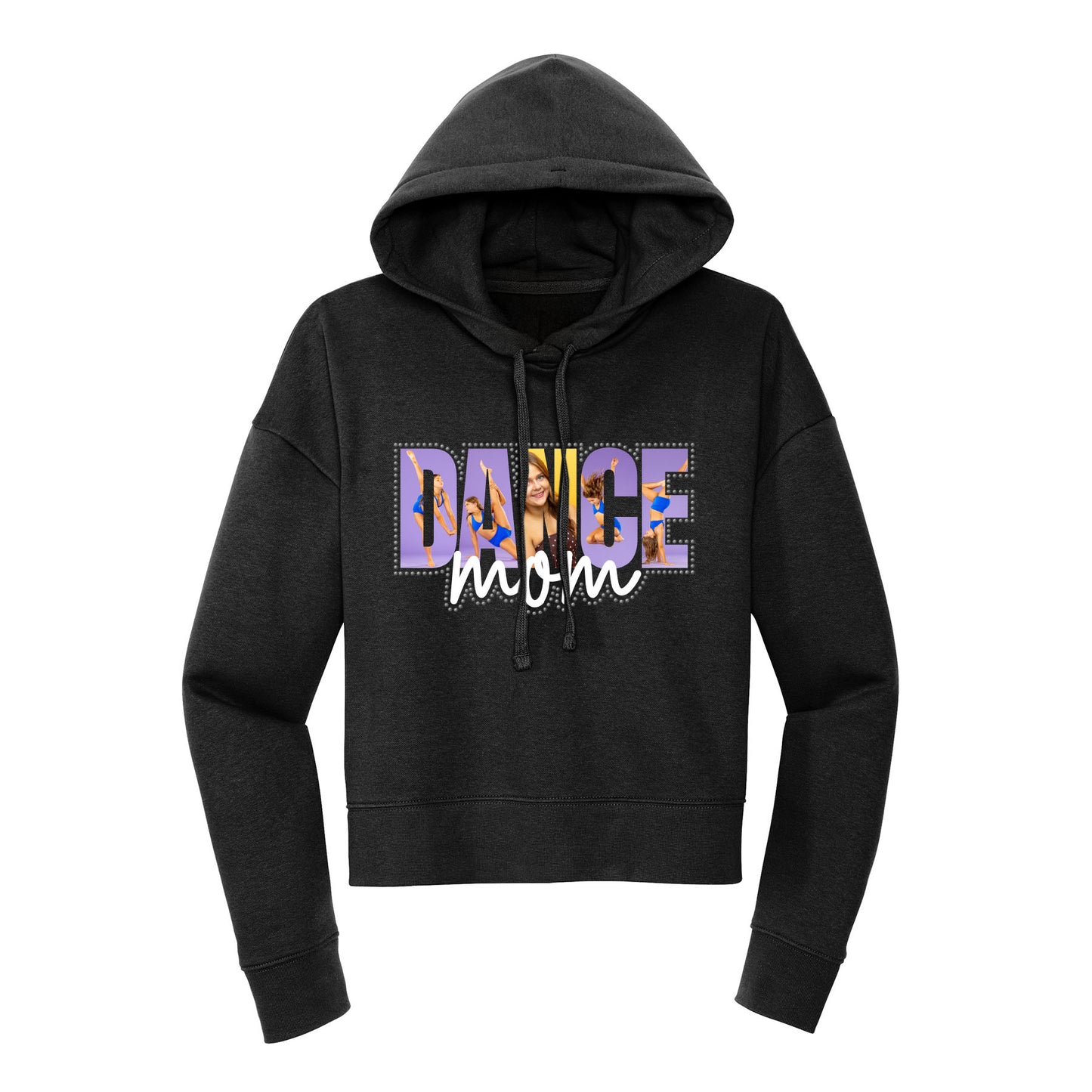 Custom Photo and Rhinestone Dance Mom Cropped Hoodie