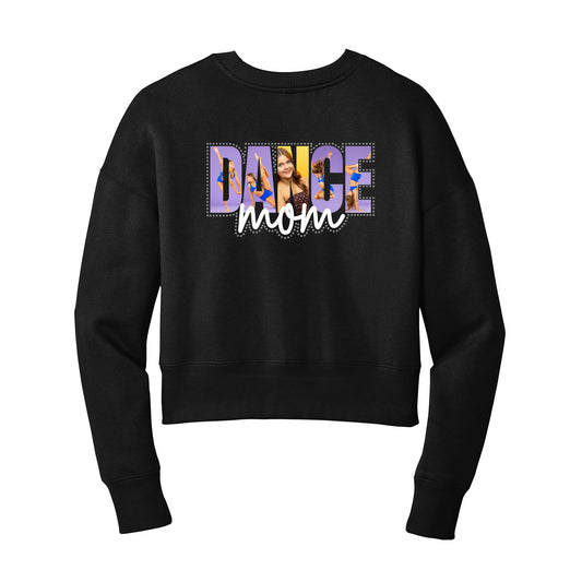 Custom Photo and Rhinestone Dance Mom Cropped Crewneck Sweatshirt