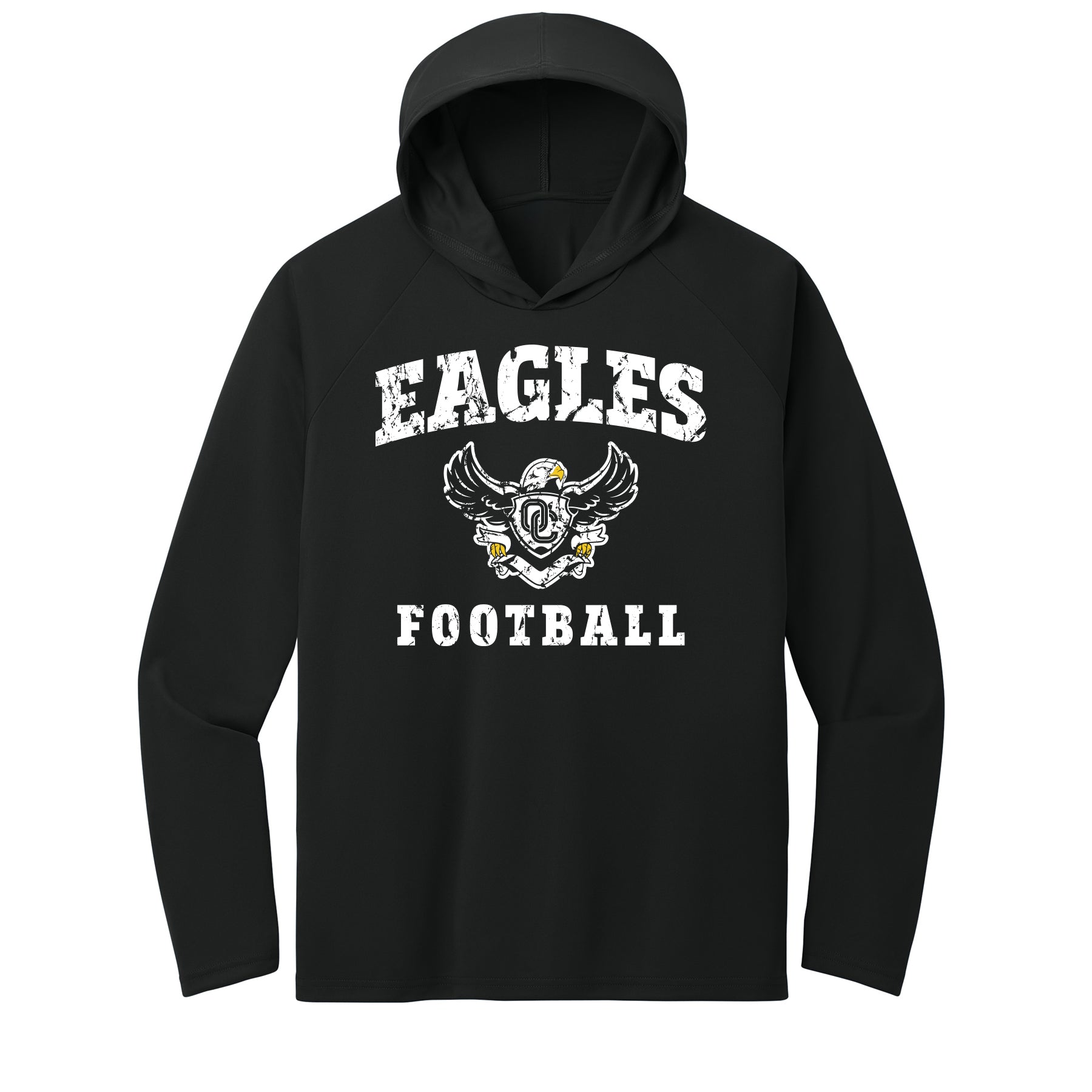 Eagles Football Distressed Performance Hooded Long Sleeve Tee