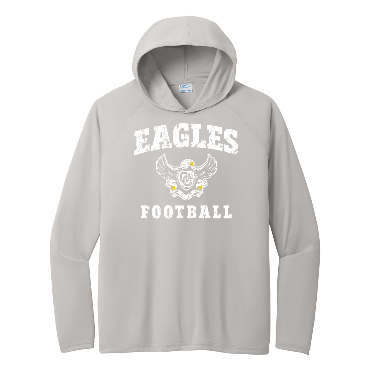 Eagles Football Distressed Performance Hooded Long Sleeve Tee