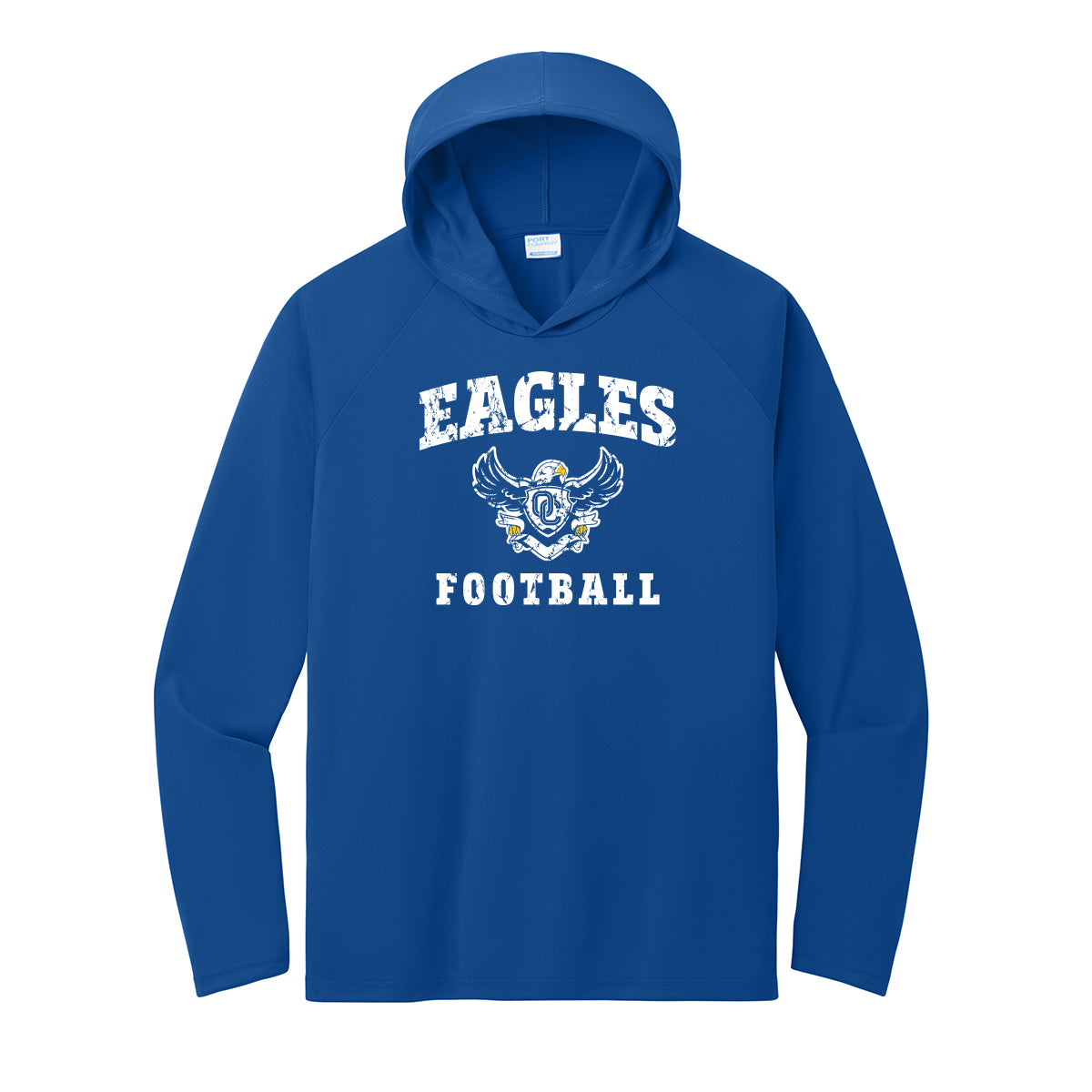 Eagles Football Distressed Performance Hooded Long Sleeve Tee
