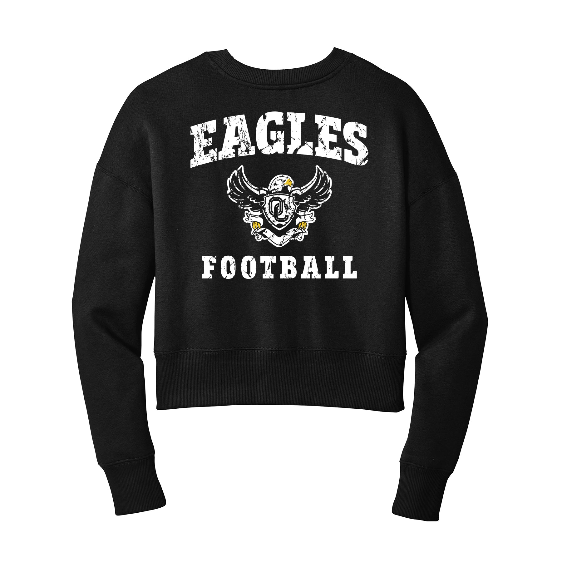Eagles Football Distressed Cropped Crewneck Sweatshirt