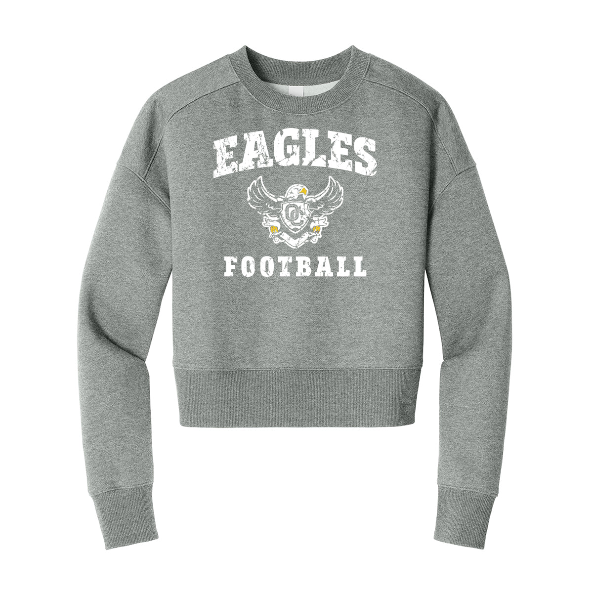 Eagles Football Distressed Cropped Crewneck Sweatshirt